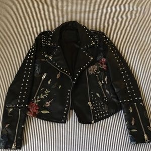BlankNYC rose embroidered studded jacket